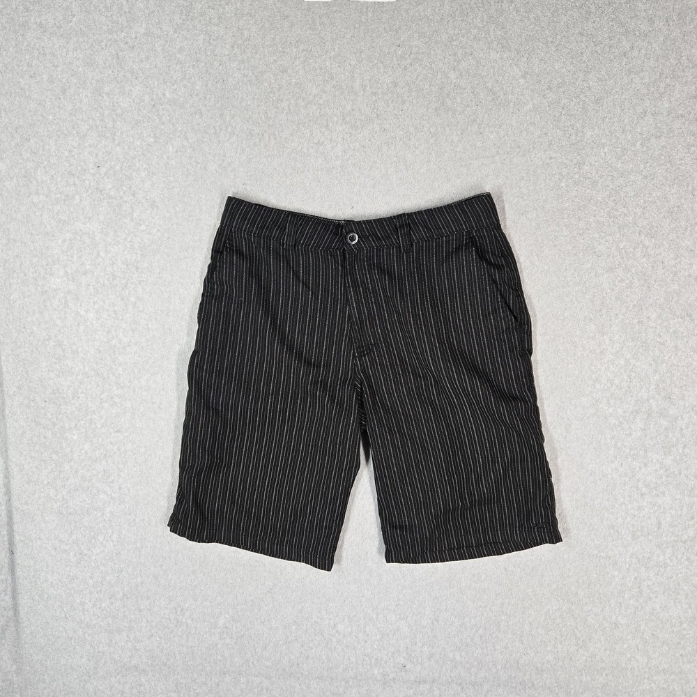 O'Neill Men Shorts 32 Black Striped Chino Y2K Skater Grunge 10" Inseam Logo